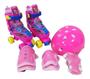 Imagem de Patins Roller Infantil Rosa Kit Completo 34 Ao 37 -unitoys