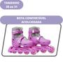 Imagem de Patins Roller Infantil Triline Inline Pink Menina + Kit Proteção Completo 28 ao 31