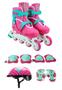 Imagem de Patins Roller Inline Infantil 34-37 + Kit de Proteção Rosa