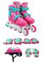 Imagem de Patins Roller Inline Infantil 34-37 + Kit de Proteção Rosa - UNITOYS
