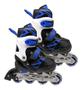 Imagem de Patins Roller Inline Tamanho Ajustável 33-42 Preto E Azul - DM Toys