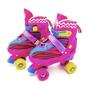 Imagem de Patins Roller Quad Rosa Ajustável Proteção Infantil Juvenil