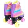 Imagem de Patins Rosa Quad Botinha Roller Infantil Com Tamanho Ajustável 34-37 Até 60kg - Unitoys