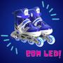 Imagem de Patins Zippy Kit Proteção Infantil Menino Azul Barato Led