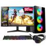 Imagem de PC Gamer Completo 2Eletro Go, Intel Core i7, 16GB RAM, Radeon RX 4GB, SSD 512GB, 500W 80 Plus, Monitor 20" 75Hz, Kit Gamer com Headset - PG2E-LED1013GO