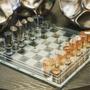 Imagem de Peça Decorativa Jogo de Xadrez em Cristal Transparente e Âmbar 30cm HK0023 BTC
