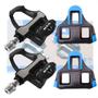 Imagem de Pedal Clip Sapatilha Para Bicicleta Par Bike Com Tacos Preto Pedaleira Rosca Grossa 9/16" Taquinhos Speed Road Ciclismo Bike Pedal Em Alumínio