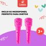 Imagem de Pedestal Rosa Com 02 Microfones Com Luz E Som - Castela