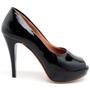 Imagem de Peep Toe Meia Pata Ellas Online Salto Alto Verniz Preto