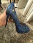 Imagem de Peep toe meia pata glitter azul com corte lateral