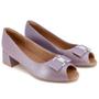 Imagem de Peep Toe Salto Bloco Roxo Perolado Couro