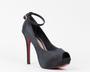 Imagem de Peep Toe Salto Fino 12cm Cetim Preto CBK