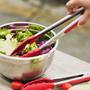 Imagem de Pegador De Salada Silicone e Inox Para Carne Churrasco Salada Cozinha Pinça Vermelho