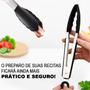 Imagem de Pegador de Silicone Inox 30 Cm para Culinário Gourmet Salada Fritura Churrasco