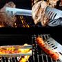 Imagem de Pegador pinça cabo longo grande Inox 44cm churrasco churrasqueira carvão carne grelha grill 