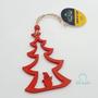 Imagem de Pendente Adorno Arvore de Natal Vermelho Vazado MDF - Kit c/6