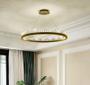 Imagem de Pendente Anel Dourado com Cristais 80cm Led 80W 3 em 1 Bivolt