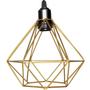 Imagem de Pendente Aramado Diamante Luminária Lustre P Teto Retrô Vintage Industrial Balcão Dourado