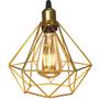 Imagem de Pendente Aramado Diamante Luminária Lustre Retrô Balcão Dourado + Lâmpada Led ST64 Vintage Teto