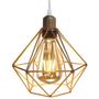 Imagem de Pendente Aramado Diamante Lustre Cabo Cristal P Cobre Rose Gold + Lãmpada Led ST64 Vintage Retrô