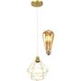 Imagem de Pendente Aramado Diamante Lustre Cabo Cristal P Dourado + Lãmpada Led ST64 Vintage Retrô