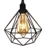 Imagem de Pendente Aramado Diamante Lustre Cabo Cristal P Preto + Lãmpada Led ST64 Vintage Retrô