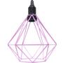 Imagem de Pendente Aramado Diamante Teto Luminária Retrô Balcão Agp Rosa + Lâmpada Led ST64 Vintage