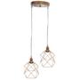 Imagem de Pendente Aramado Duplo Cálice Luminária Lustre Cabo Cristal Retrô Vintage Cobre Rose Gold Industrial