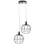 Imagem de Pendente Aramado Duplo Globo Luminária Lustre Cabo Cristal Retrô Vintage Preto Agp Industrial Luxo