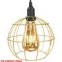 Imagem de Pendente Aramado Globo Luminária Lustre Teto Retrô Vintage Industrial Balcão Dourado