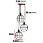 Imagem de Pendente Aramado Triplo Globo Luminária Lustre Cabo Cristal Retrô Vintage Cobre Rose Gold Agp Luxo