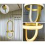 Imagem de Pendente Led Oval Com Anel Dourado Moderno e Minimalista Luz 3/1