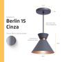 Imagem de Pendente Lustre Luminária Berlin 15cm Cinza + Led Retrô Vintage Moderno