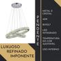 Imagem de Pendente Lustre Luminaria de Cristal Led 2 Arcos 66W Ajustável com Controle Sindora