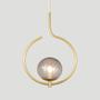 Imagem de Pendente On Loop DOURADO com globo esfera de vidro Fume