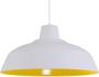 Imagem de Pendente Retrô 34cm Luminária Lustre Alumínio E27 Branco Textura com Amarelo