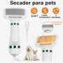 Imagem de Pente Secador Pet 2 em 1, ideal para animais com pelo macio e denso.
