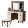 Imagem de Penteadeira Camarim New Seul com Banqueta Almofadada Malbec Off White - Luapa