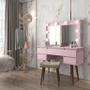Imagem de Penteadeira Camarim STR Estilo Retrô Com Tampo em MDF de 15 mm Cor Rosa