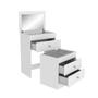 Penteadeira Cômoda e Banco com Espelho 3 Gavetas 60 Cm Branco Movelbento Imagem de Penteadeira Cômoda e Banco com Espelho 3 Gavetas 60 Cm Branco Movelbento