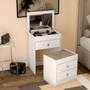 Penteadeira Cômoda e Banco com Espelho 3 Gavetas 60 Cm Branco Movelbento Imagem de Penteadeira Cômoda e Banco com Espelho 3 Gavetas 60 Cm Branco Movelbento