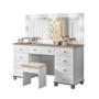 Imagem de Penteadeira Planet Baby Camarim 9 Gavetas Com LED e Banqueta Branco Amendoa