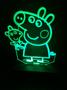 Imagem de Peppa Pig, Desenho, Luminária Led, 16 Cores+controle, Abajur, Infantil, Quarto