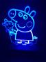 Imagem de Peppa Pig, Desenho, Luminária Led, 16 Cores+controle, Abajur, Infantil, Quarto