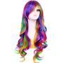 Imagem de Peruca BERON Rainbow Long Curly com franja 230g para mulheres