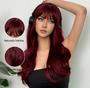 Imagem de Peruca Bio Organica Vermelho Vinho Cosplay Cabelo Elegante Natural