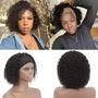 Imagem de Peruca com faixa de cabeça Velicoo Short Curly Human Hair 25cm 150% de densidade