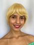 Imagem de Peruca curta lisa loira claro 100% cabelo humano com franja