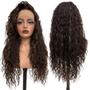 Imagem de Peruca front lace castanho cacheada com mechas claras 70cm