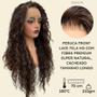Imagem de Peruca front lace castanho cacheada com mechas claras 70cm